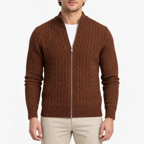 Cabban - Zip Up Cable Knit Cardigan