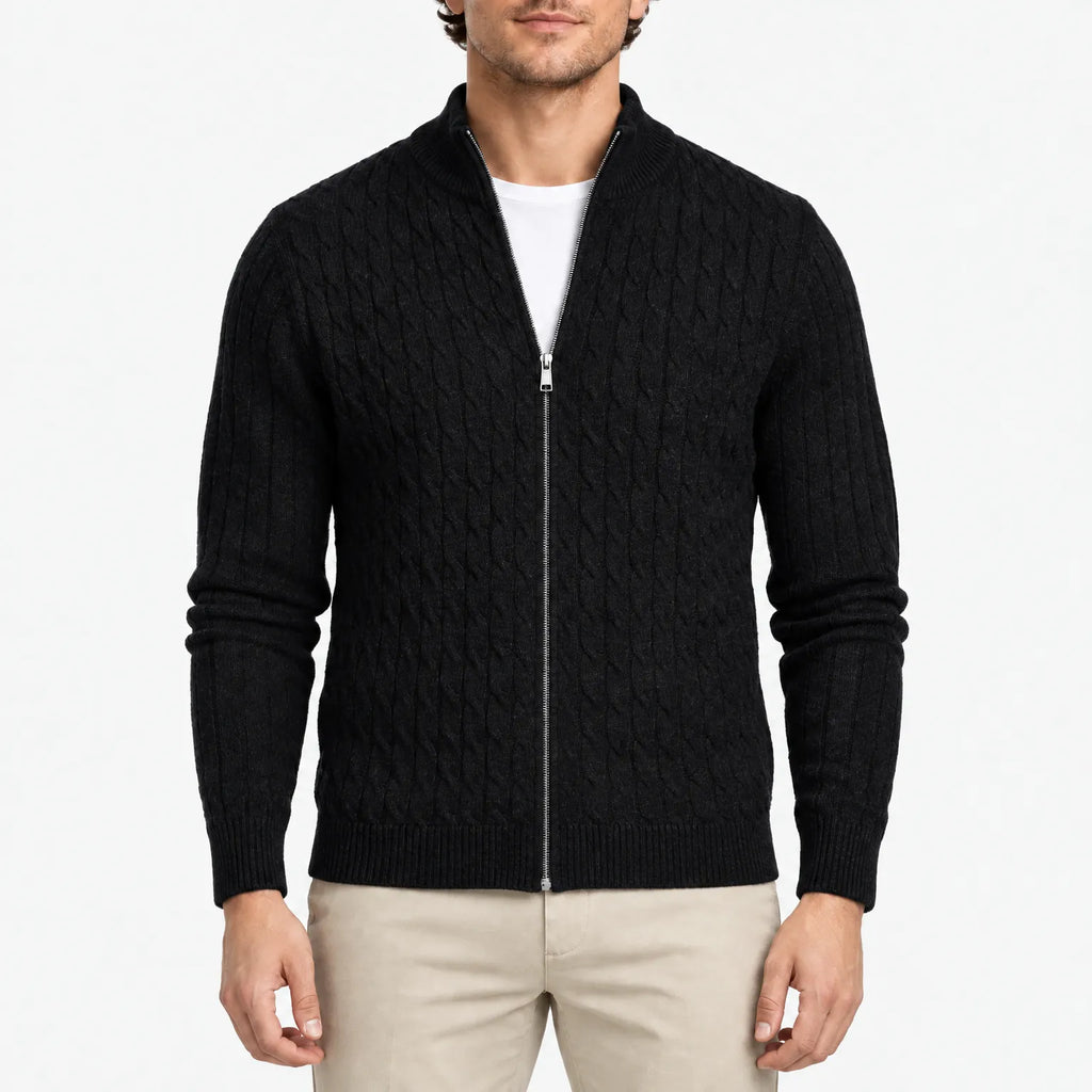 Cabban - Zip Up Cable Knit Cardigan