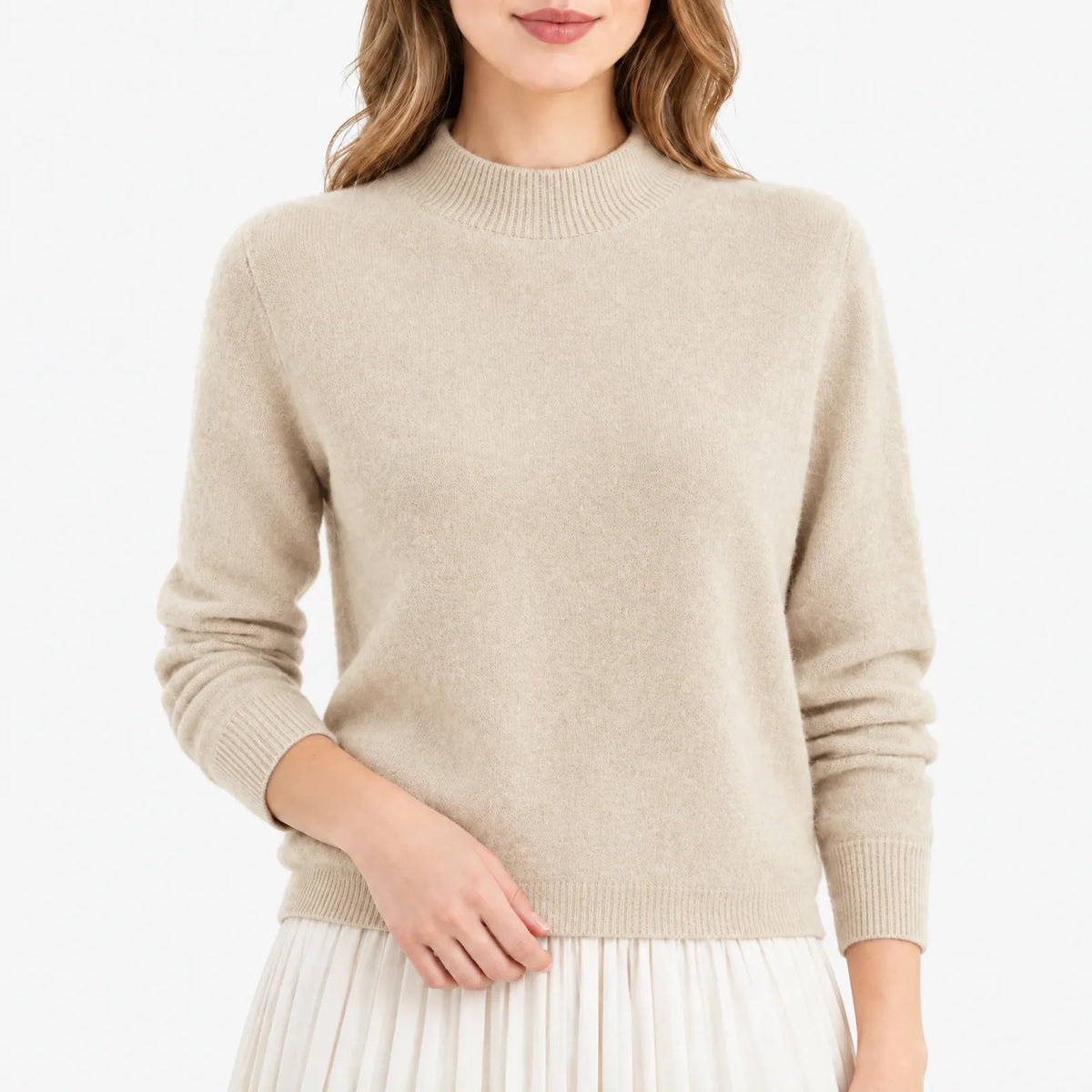 Esmire - Women's Knitted Mock Neck Jumper