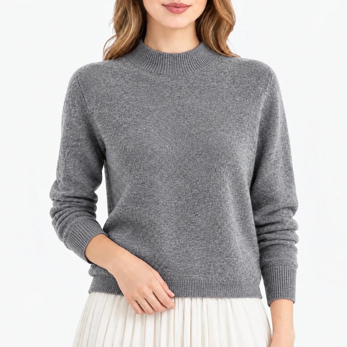 Esmire - Women's Knitted Mock Neck Jumper