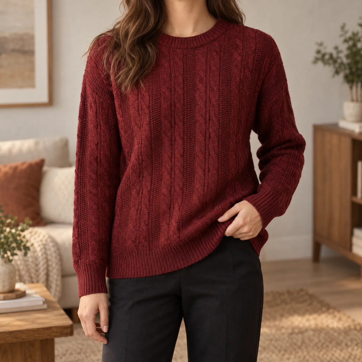 Mordonn - Relaxed Fit Cable Knit Jumper