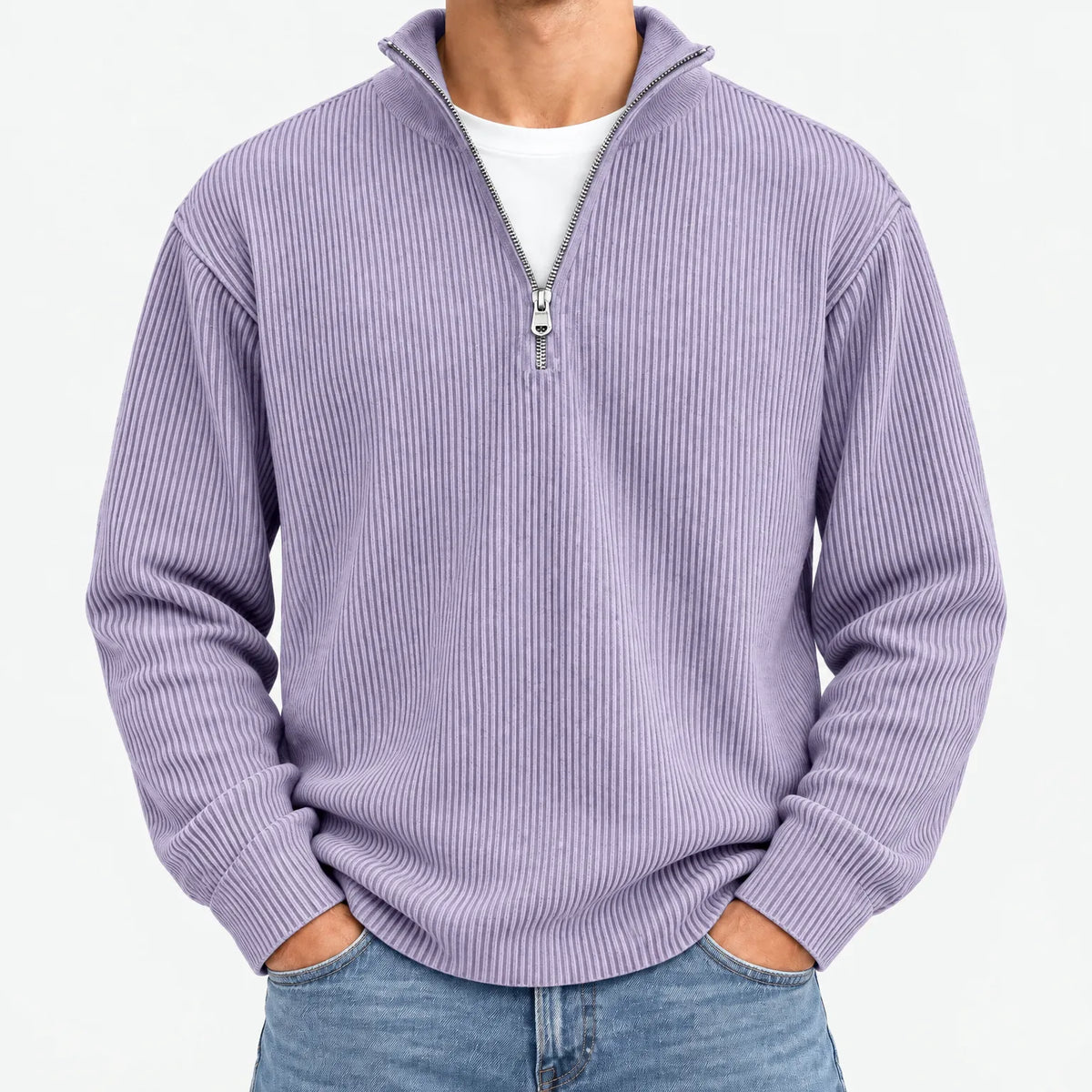Tassox - Men's Quarter Zip Ribbed Jumper