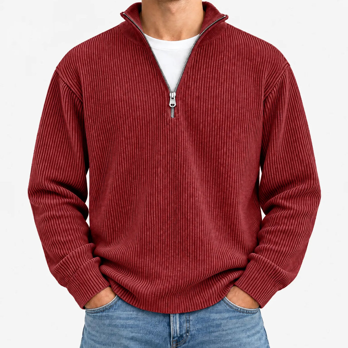 Tassox - Men's Quarter Zip Ribbed Jumper