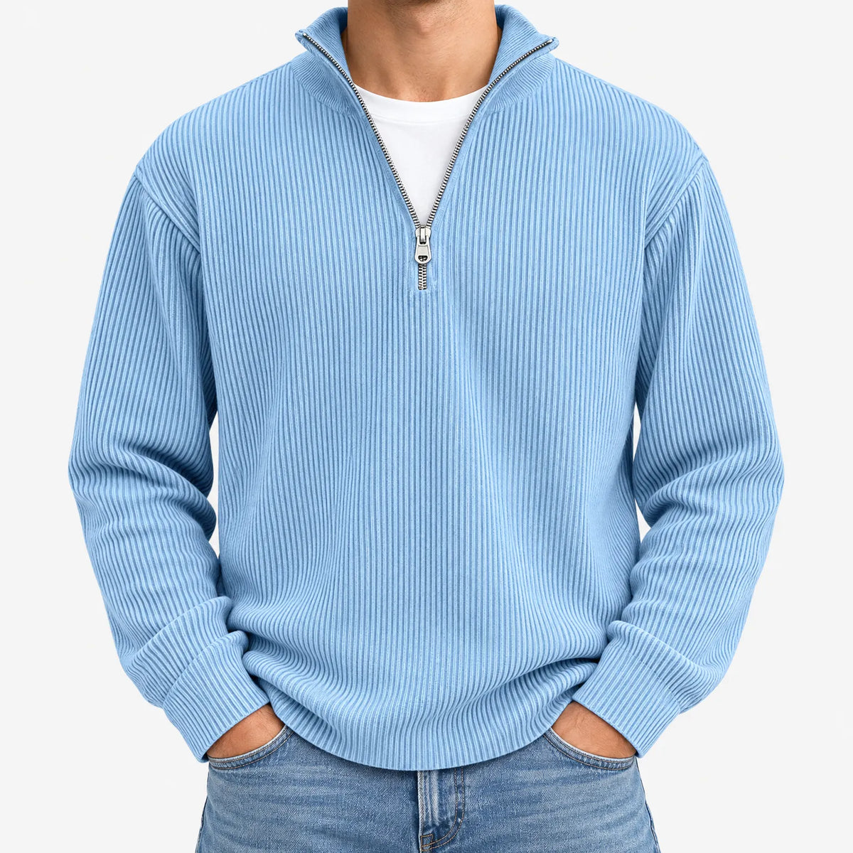 Tassox - Men's Quarter Zip Ribbed Jumper