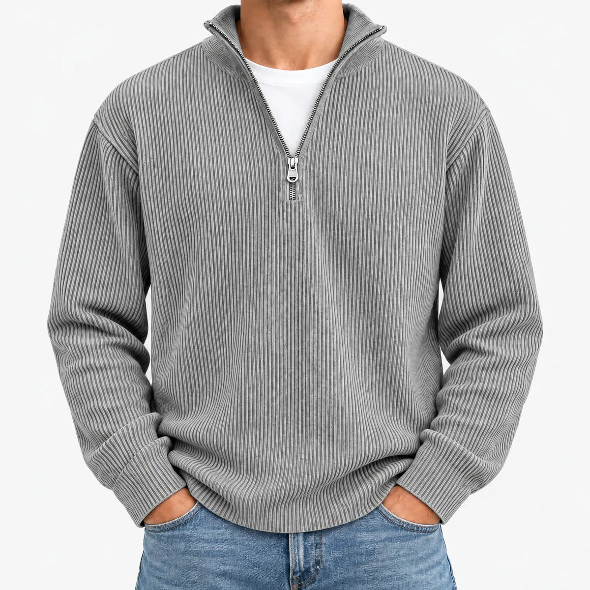 Tassox - Men's Quarter Zip Ribbed Jumper