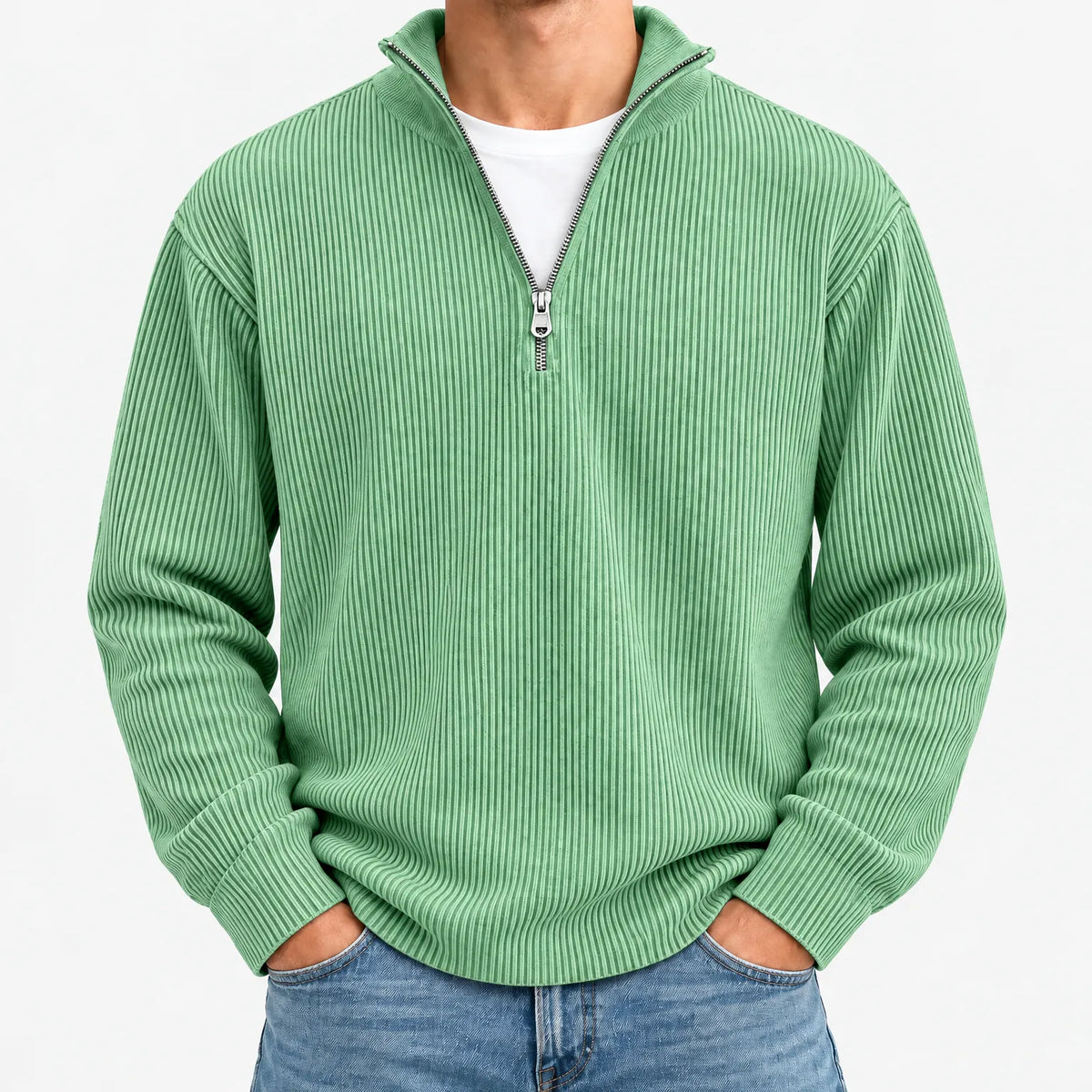 Tassox - Men's Quarter Zip Ribbed Jumper