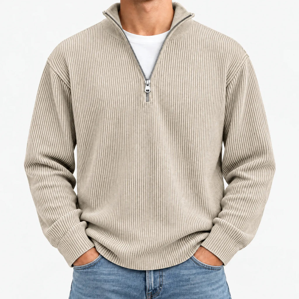 Tassox - Men's Quarter Zip Ribbed Jumper