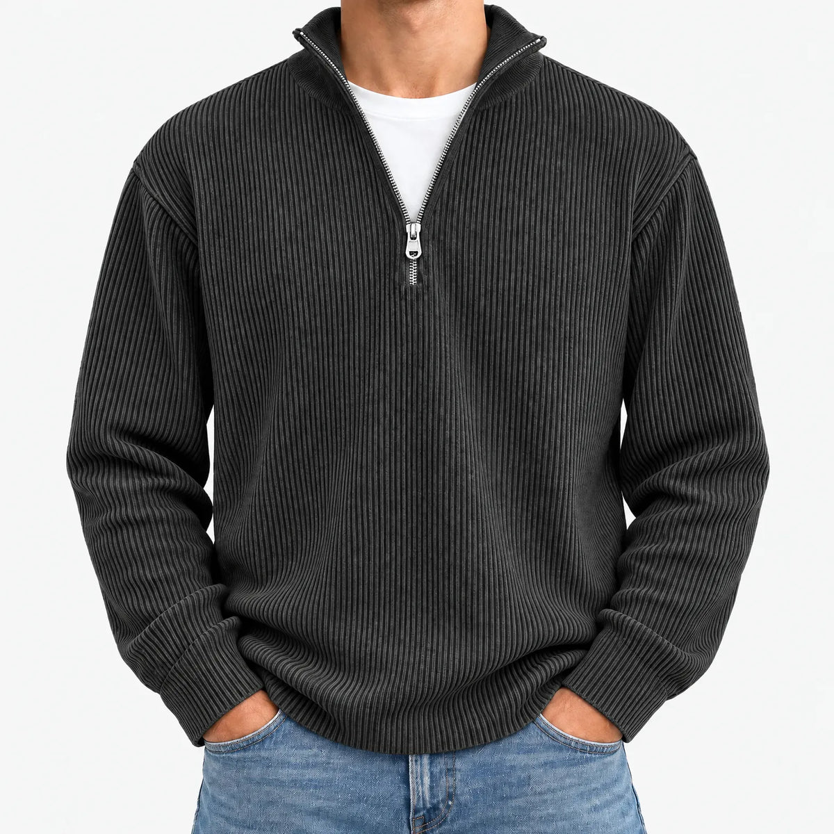 Tassox - Men's Quarter Zip Ribbed Jumper