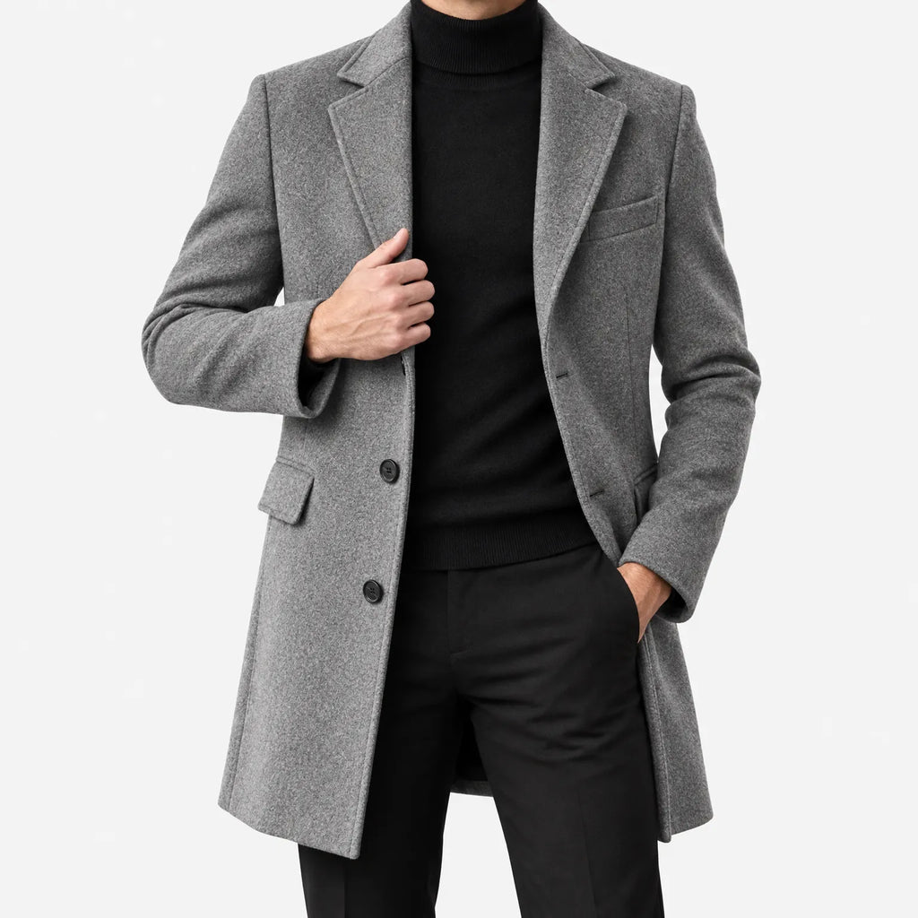 Vellion - Mid Length Tailored Classic Buttoned Coat
