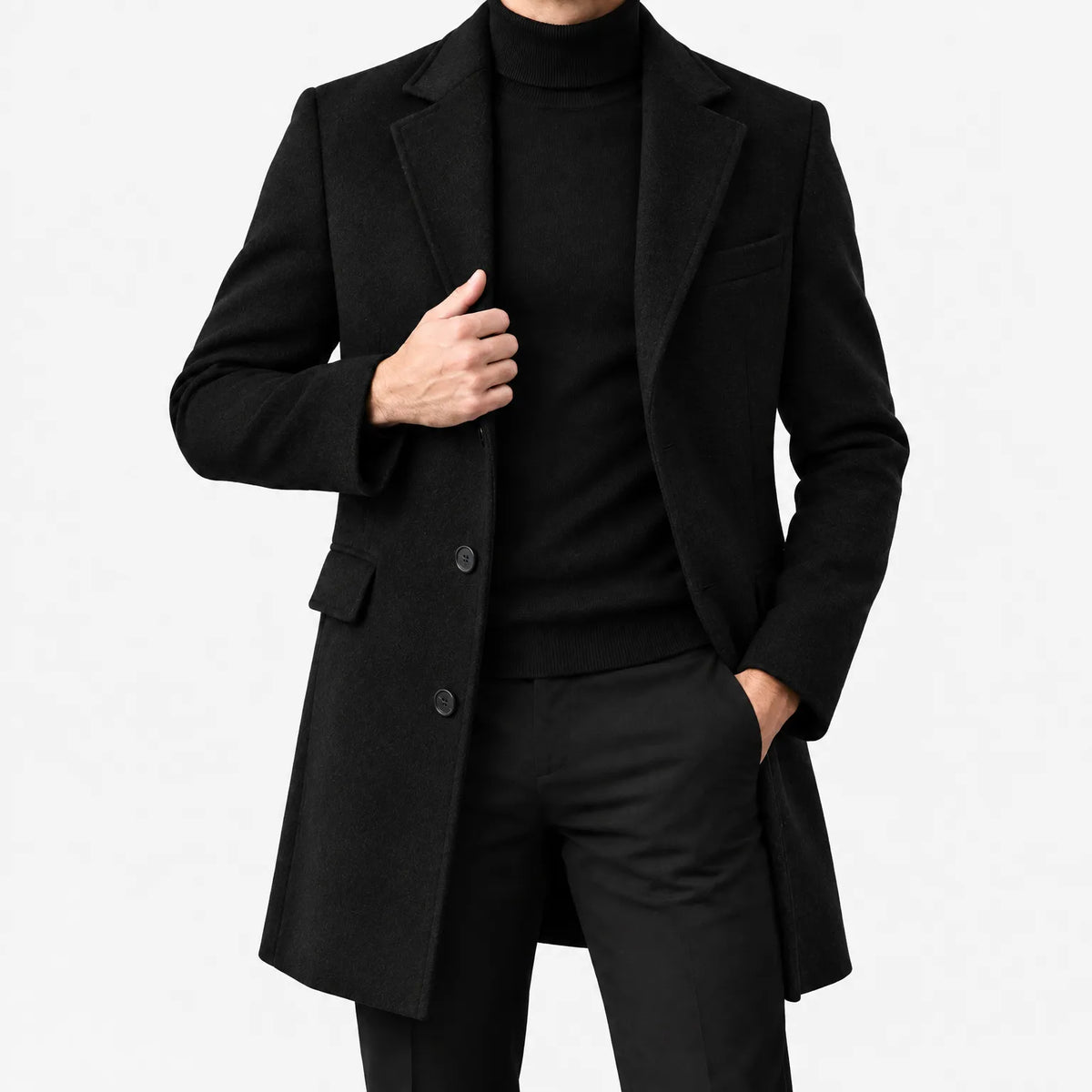 Vellion - Mid Length Tailored Classic Buttoned Coat
